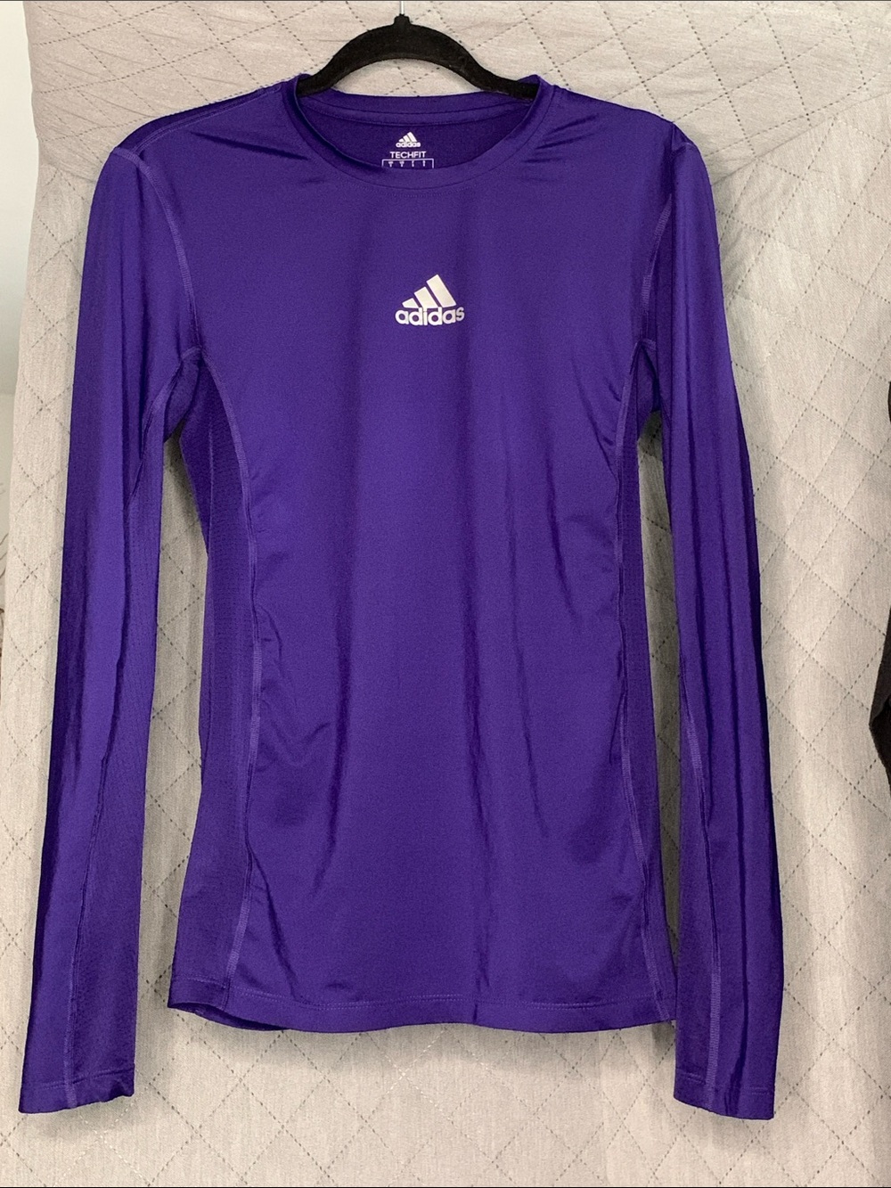 #197 Adidas Purple Long Sleeve Techfit Performance Longsleeve